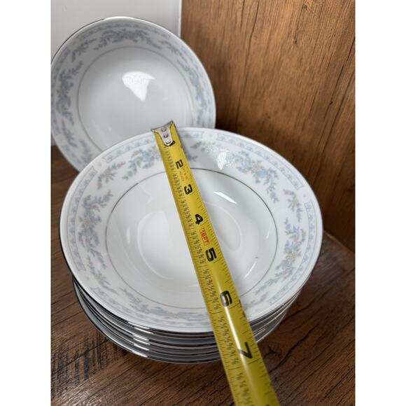 Somerset By Excel China Bowls Vintage Floral Platinum Trim Blue Pink Delicate - Picture 3 of 5